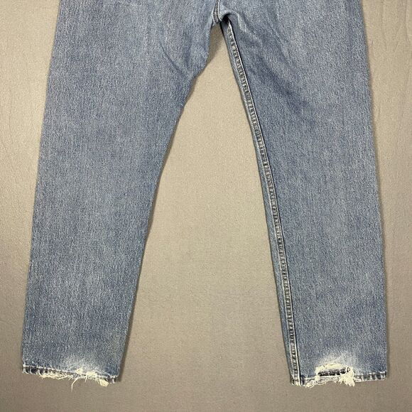 Levis 505 Jeans Men's 34x30 Blue Denim Medium Wash Distressed Straight Leg Retro - Picture 9 of 16